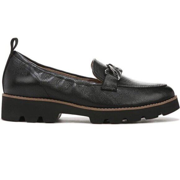 Vionic Charm Cynthia Lug Sole Slip Black Loafers Leather Shoes Womens 7.5 New - Picture 5 of 7
